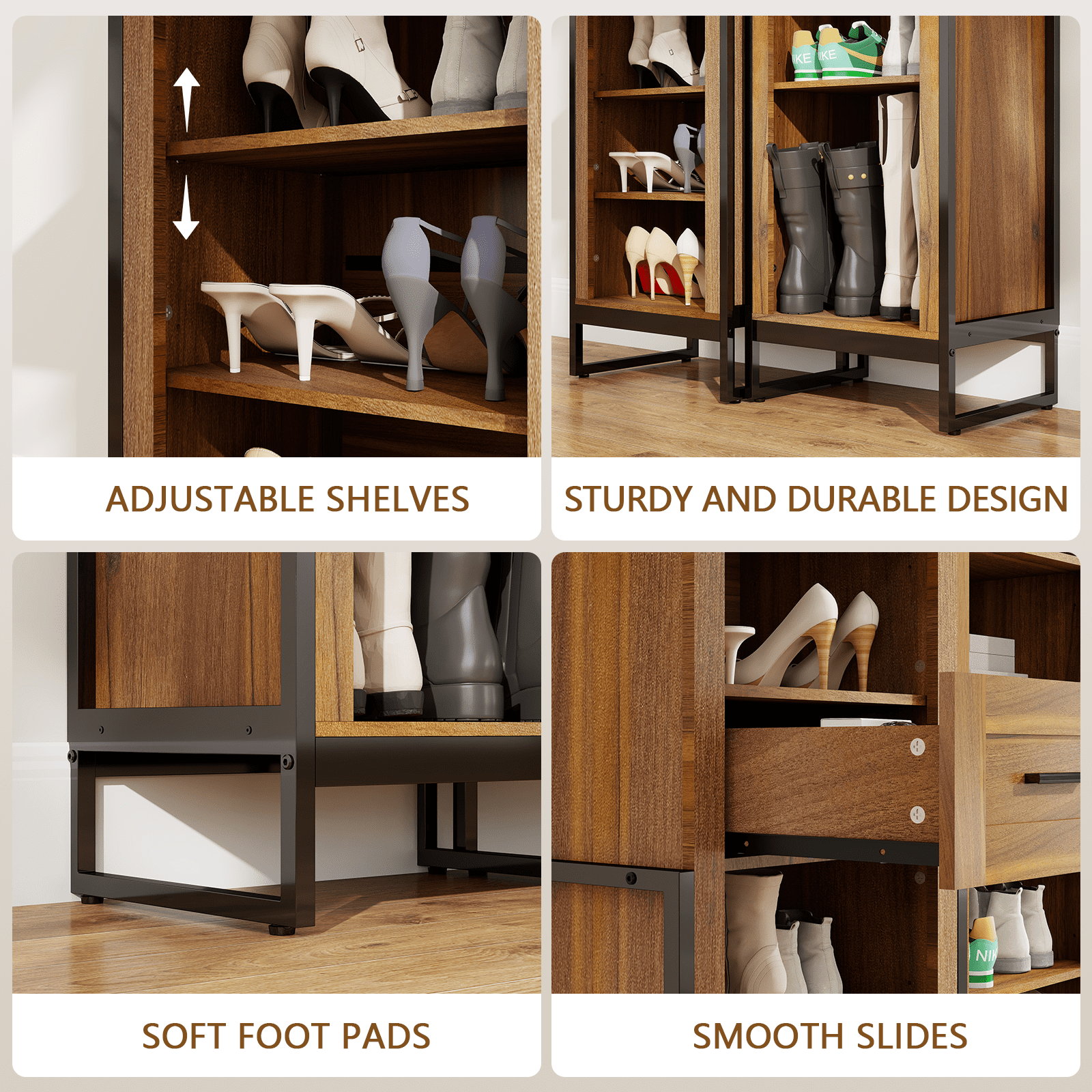 ELECWISH Shoe Storage Cabinet with Adjustable Shelves, 7 Tier Shoe Rack with Large Drawer, Tall Freestanding Shoe Organizer Cabinet for Entryway Hallway Living Room