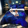 thumbnail image 3 of meiyoeat Space Shark Full Size Comforter Sets for Kids Boys Girls, Dreamy Galaxy Star Animal Bedding Comforter Set, Navy, Blue Reversible, 3 Pieces, 1 Comforter and 2 Pillowcases, 3 of 6