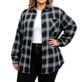 thumbnail image 3 of ClodeEU Women's Plus Size Plaid Button Down Shirt,Long Sleeve Collared Casual Oversized Shacket ,Women's L-XXXXXL, 3 of 5