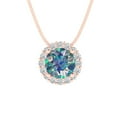 thumbnail image 3 of 1.24 ct Brilliant Round Cut Halo VVS1 Genuine Blue Moissanite Solid 14k Pink Rose Solid Gold Everyday Affordable Designer Necklace Pendant with 16" Solid Gold Chain by Clara Pucci, 3 of 6