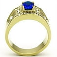 thumbnail image 3 of Mens Ring Gold Blue Round Stainless Steel Ring with Synthetic Sapphire in Montana, 3 of 7