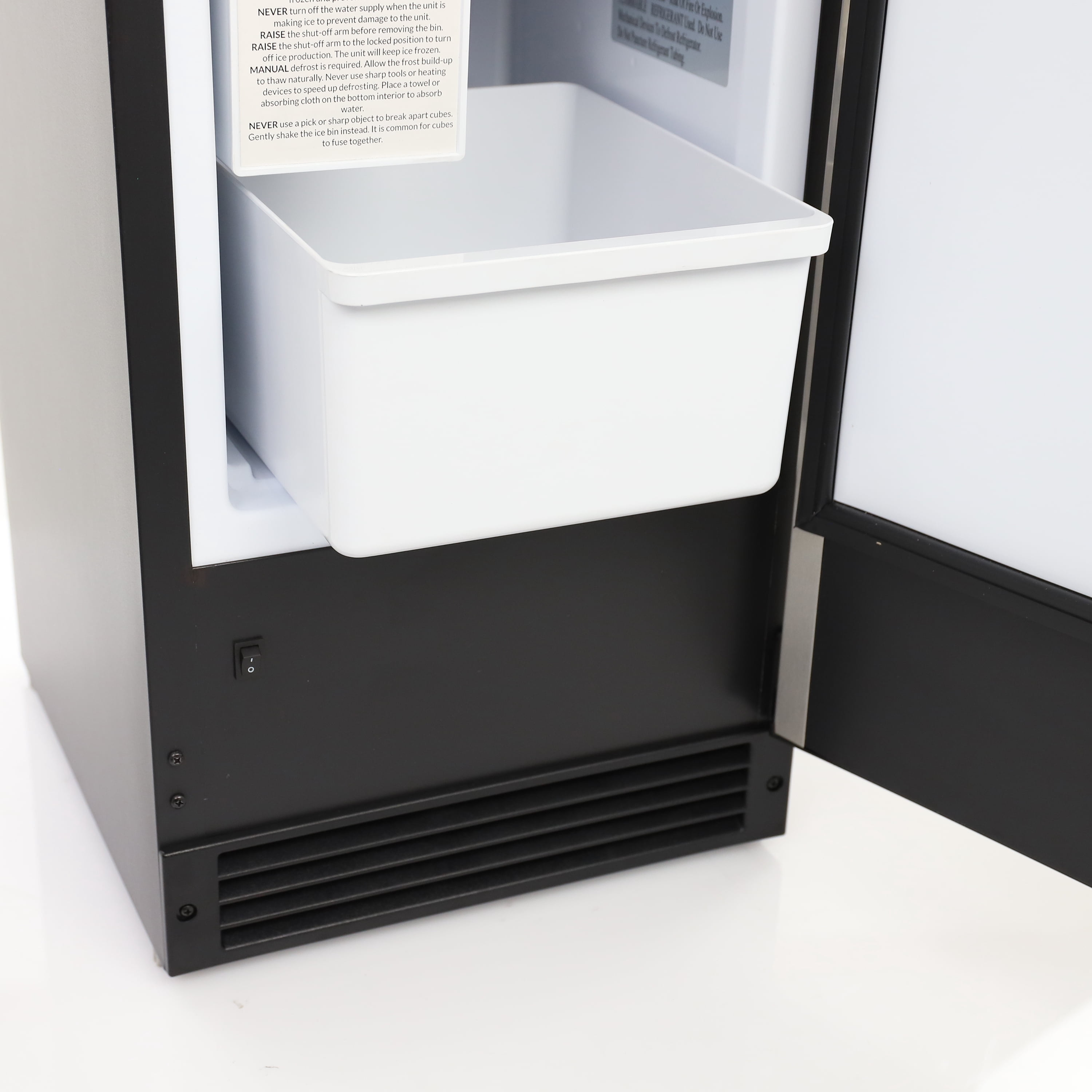 Maxx Ice Countertop or Built-In Ice Maker, 15"W, 15 lbs, Crescent Ice Cubes, 12 lb Ice Storage Bin, in Black with Stainless Steel Door (MIMC15C)