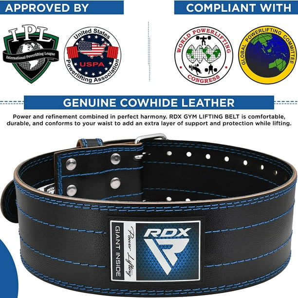 RDX Weight Lifting Powerlifting Belt, 6mm Thick Cowhide Leather, 4