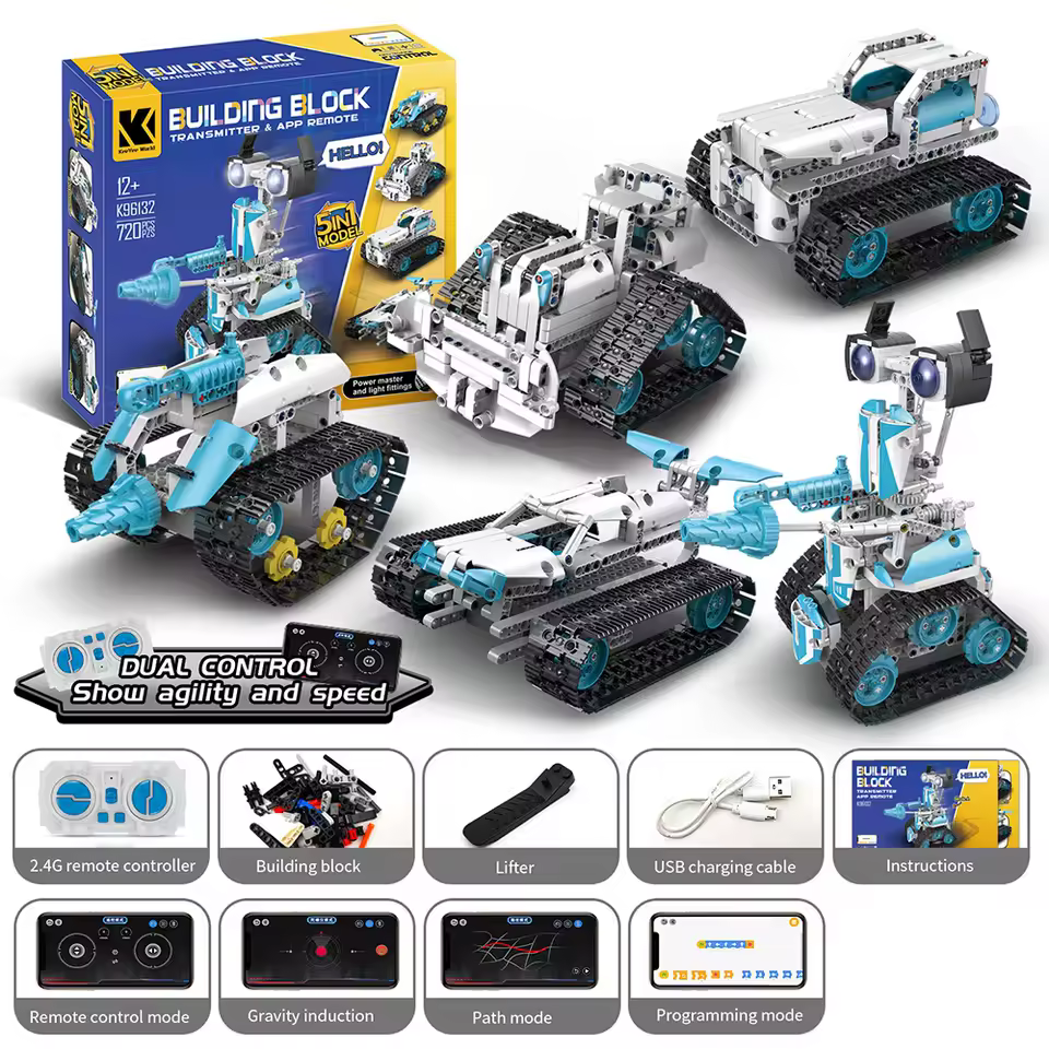 GZBricker Intelligent Robot Building Set Programming Remote Control APP 5-in-1 Compatible with Lego Technical Model Collectible for Adults