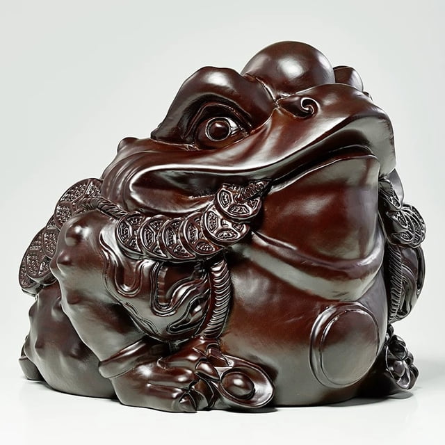 Rosewood carved golden toad figurine, three-legged toad offering treasure, home decoration, mahogany craft shop opening gift.