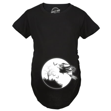 Maternity Witch Moon Belly Glow In The Dark Pregnancy Shirt Funny Halloween Baby Bump Tee