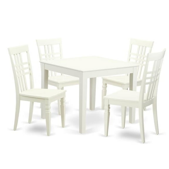 East West Furniture OXLG5-LWH-W Dining Set - Kitchen Table & 4 Wood Chairs, Linen White - 5 Piece