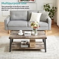 thumbnail image 6 of Modern Farmhouse Coffee Table,Brown Barnwood Coffee Table with 2-Tier Open Storage Shelves,Easy Assembly Rectangular Center Table with Metal Frame for Living Room.19.7"x41.3"x17.8", 6 of 6