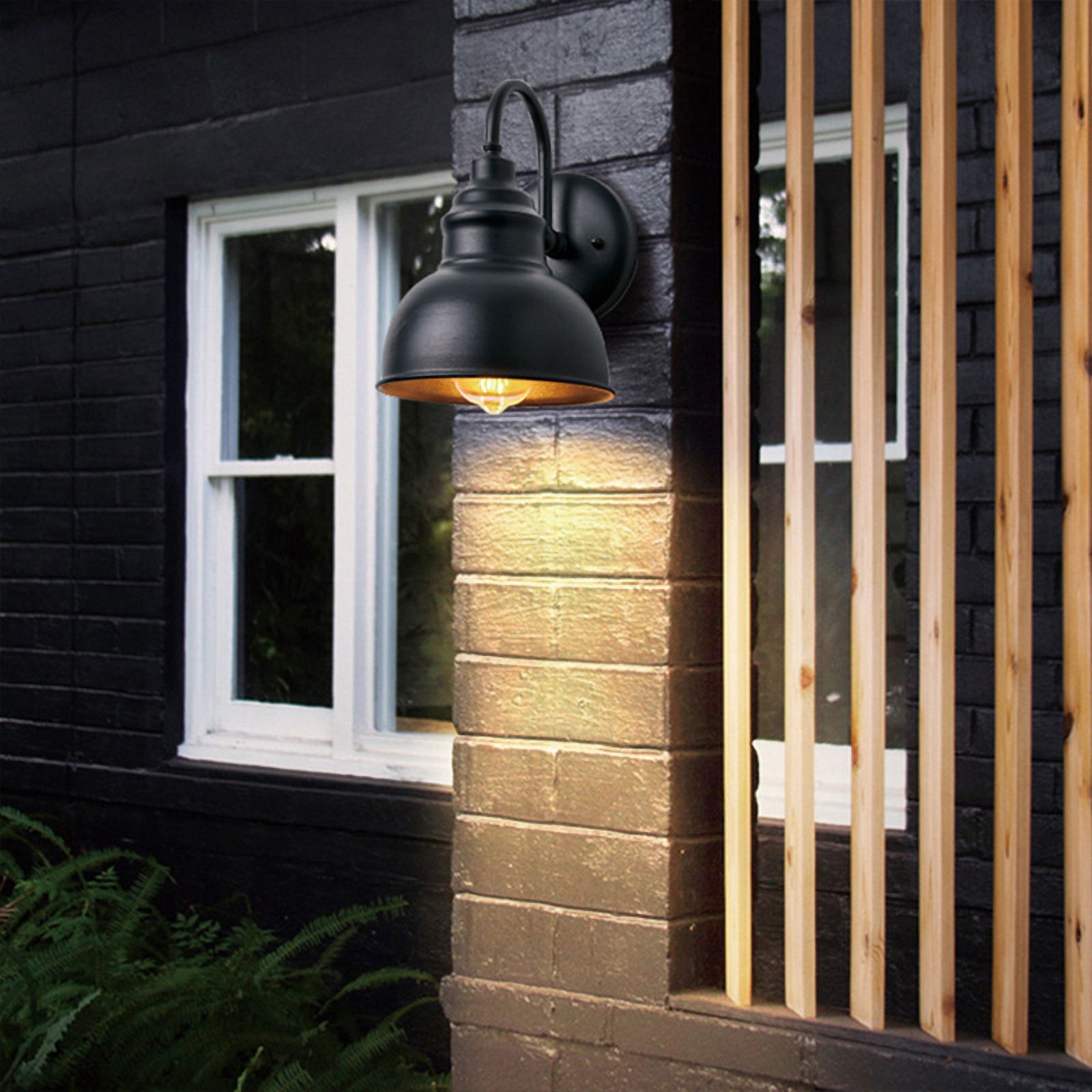 Vintage Wall Sconce Gooseneck Barn Flat Light Industrial Vintage Farmhouse Wall Sconce Outdoor Waterproof (Black)