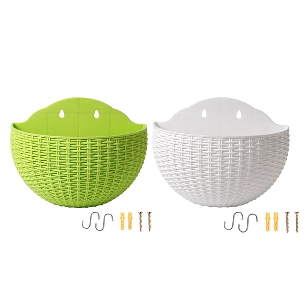 Macetero de Pared Soledad 2x Colgador de Macetas de Riego Automático Blanco verde