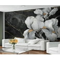 thumbnail image 3 of Black And White Peony Flowers Wall Mural, Abstract Luxury Black Marble Texture Mural Wallpaper, Luxury Gold Lines Large Wallpaper For Living Room Wall Decor 59"W x 39.4"H (Not Peel and Stick), 3 of 6