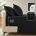 thumbnail image 6 of Sleep Zone Nanotex Super Soft Cooling Twin Bed Sheets Set for Kids 3 Piece - Easy Care Fitted Flat Sheet & Pillowcase Sets - Wrinkle Free, Fade Resistant, Deep Pocket 16" (Black, Twin), 6 of 6