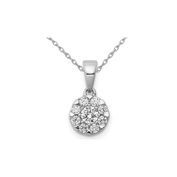 1/3 Carat (Ctw) Diamond Halo Cluster Pendant Necklace in 14K White Gold with Chain for Women