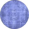 thumbnail image 1 of Ahgly Company Machine Washable Indoor Round Abstract Blue Contemporary Area Rugs, 6' Round, 1 of 4