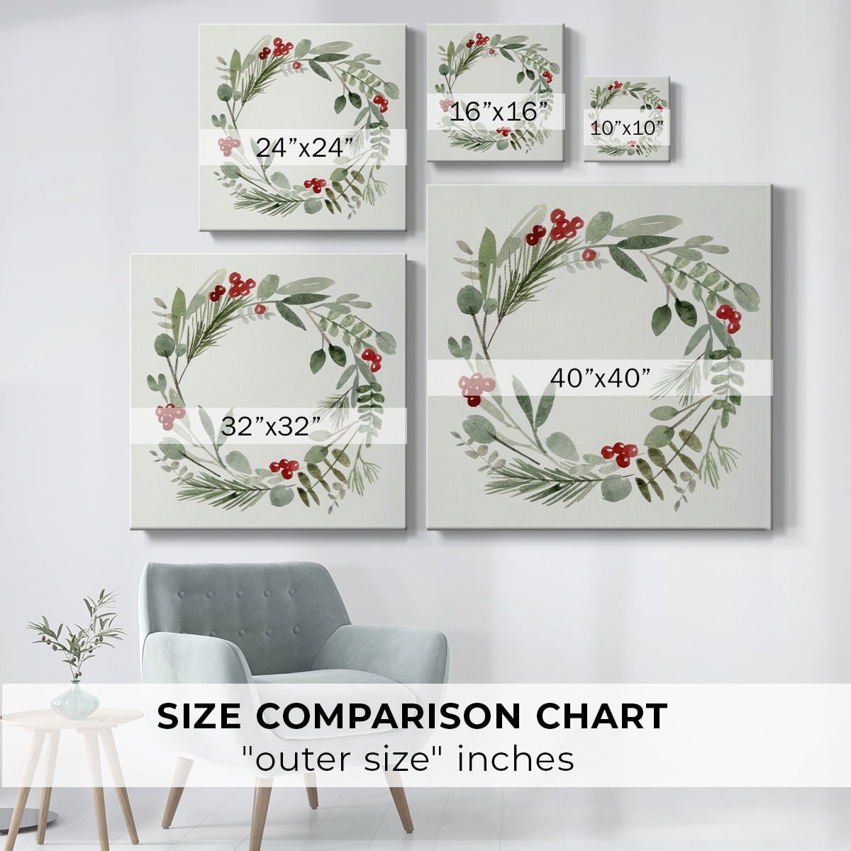 Holly Wreath I- Gallery Wrapped Canvas