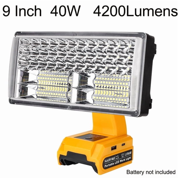 Para de*walt 18-20V Batería Li-ion Inalámbrica Luz de Trabajo LED Iluminación Exterior Linterna Lámpara de Emergencia Tipo Flood Reflector 9 inch