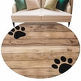 thumbnail image 2 of 5ft Washable Round Rug, Farmhouse Non-Slip Circle Area Rug for Living Room Bedroom, Cute Animal Claws Brown Retro Wood Texture Board Indoor Floor Mat for Home Decor, 2 of 9