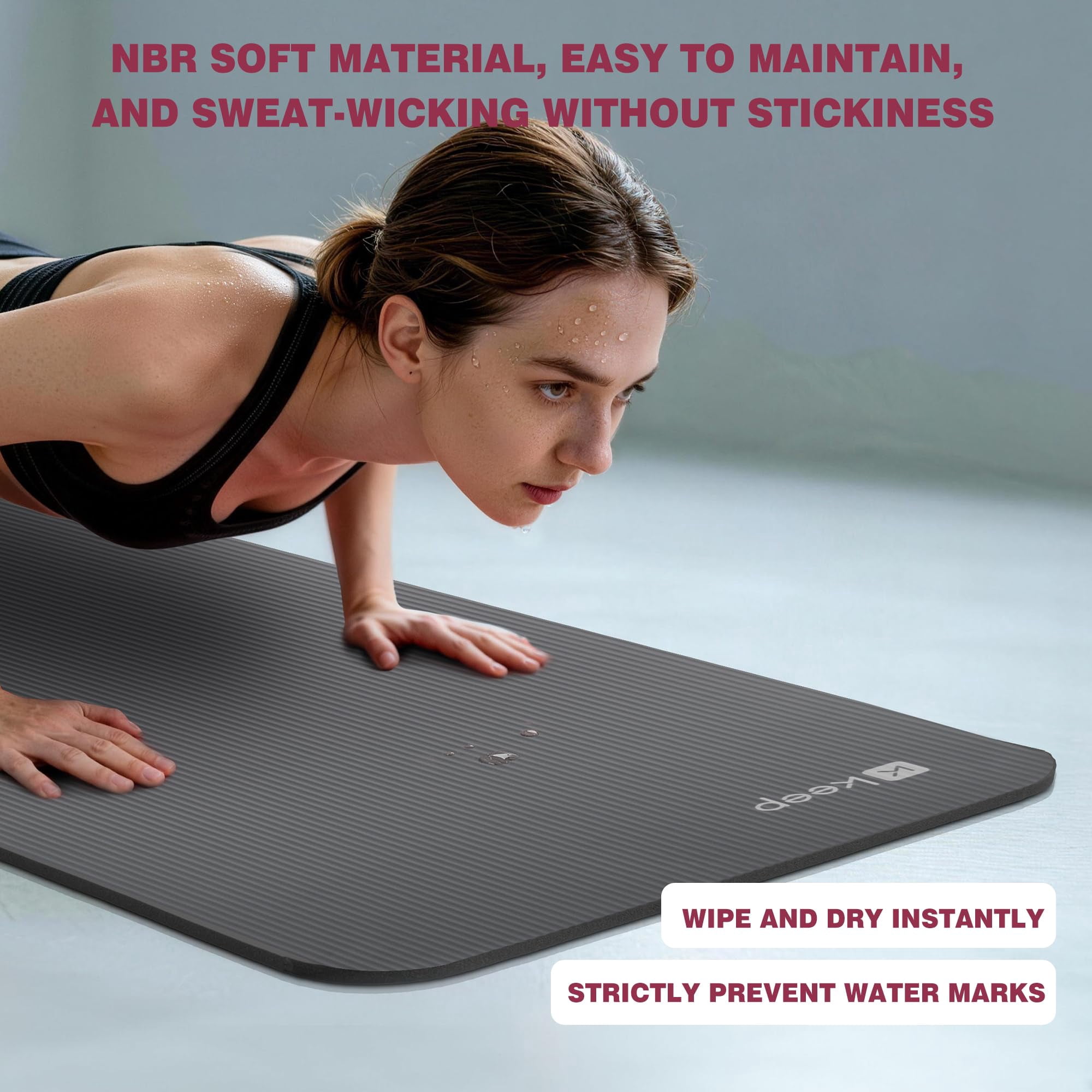 Yoga Mat Grey 72”x24”x10mm Exercise Pilates Stretching Meditation