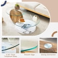 thumbnail image 4 of StnTalk 42" Round Coffee Table, 3-Tier Glass Coffee Table with Imitation Wood Grain and Faux Marble MDF Base, Modern Storage Center Table for Living Room, Small Space, Apartment, 4 of 7