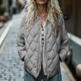 thumbnail image 2 of Womens Quilted Lightweight Jacket Button Down Stand Collar Puffer Jacket Coats Padded Outwear with Pockets, 2 of 7