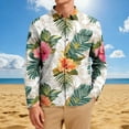 thumbnail image 3 of Men's Hawaiian Long Sleeve Shirts Lapel Button Down Printing Cardigan Vacation Everyday Tops, 3 of 6