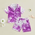 thumbnail image 2 of WUANDIXFA Satin Pajamas Girls Pajamas Toddler Soft Button Down Short Sleeve Pjs Set Summer Sleepwear for Little Kids 4-5 Years,Purple, 2 of 3