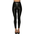 thumbnail image 6 of Women's Elastic Waist Solid Color Casual High Waist Leather Look Pants with Hip Lifting Effect, Pencil Pants for Women, Faux Leather Trousers,Black,XL, 6 of 6