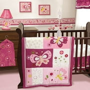Bedtime Originals by Lambs & Ivy - Pink Butterfly 3pc Crib Bedding Collection Set - Value Bundle