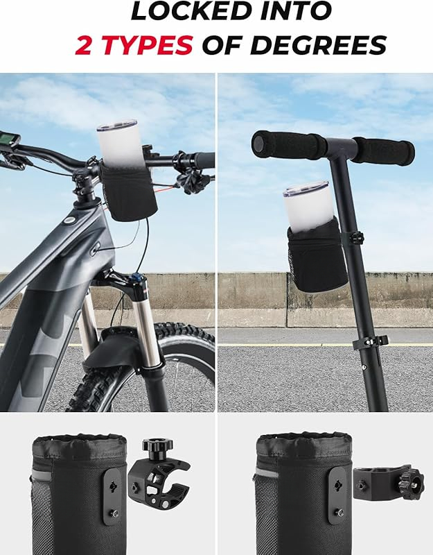 Motorcycle Cup Holder, Oxford Fabric Motorcycle Drink Holder with 0.6"-1.5" Alligator Clamp, Universal Water Bottle Cup Accessories for Bike, ATV/UTV, Scooter, Boat, Walker