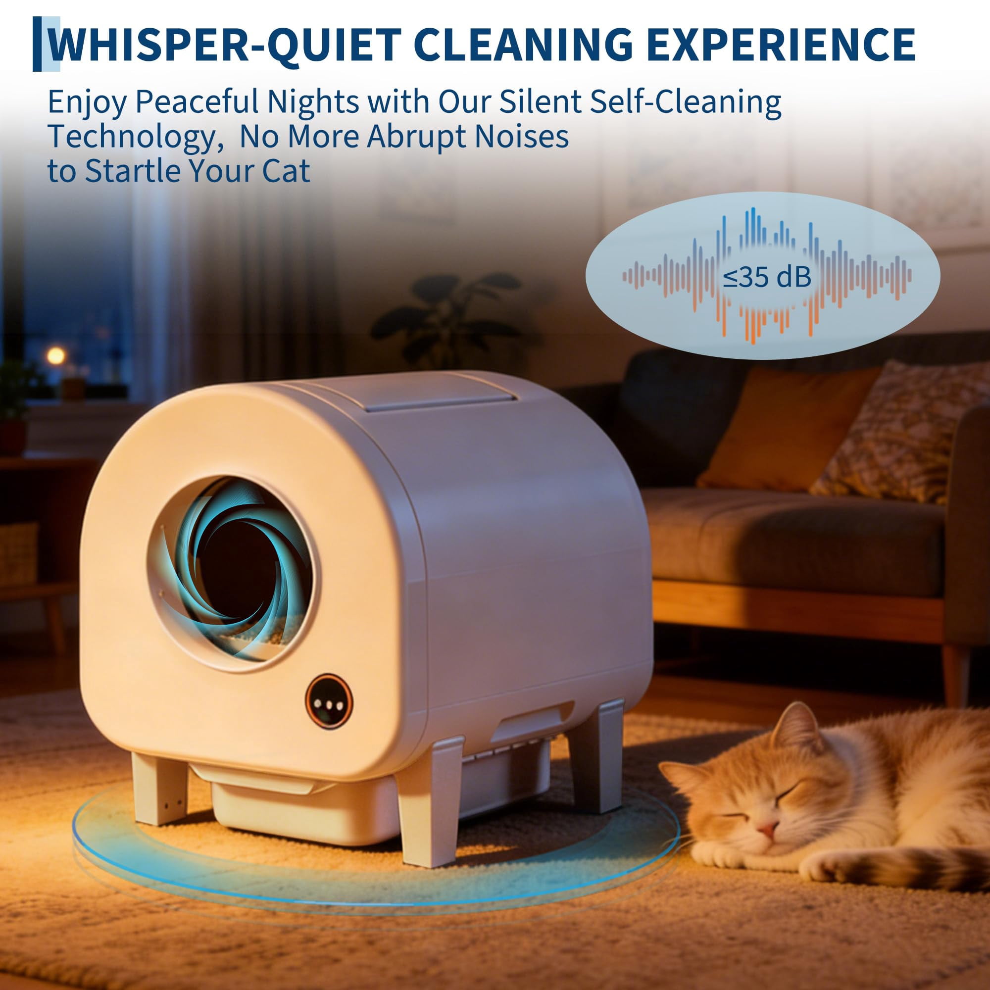 Garvee Automatic Self-Cleaning Cat Litter Box, Easy Maintenance Robot - Dual Safety Features - Smart Odor Control - WiFi APP Control - PT101 WiFi Edition