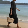 thumbnail image 6 of HAJWOH Dresses for Women Cotton Linen Summer Dresses Half Sleeve Beach Boho Eyelet Lace Trim Flowy Maxi Sundresses, 6 of 6