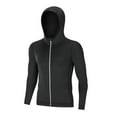 thumbnail image 3 of Betivan Men's Casual Sporty Fitted Elastic Hooded Jacket, Solid Color Long Sleeve Zipper Fitness Top, 3 of 9