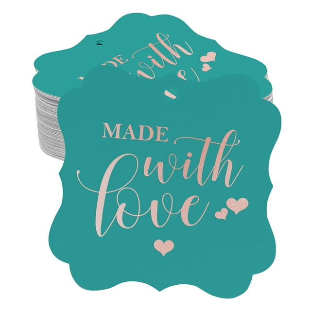 Inkdotpot Étiquette de Bouteille de Mariage en Forme de Support en Feuille d'Or Rose Véritable Lot de 50