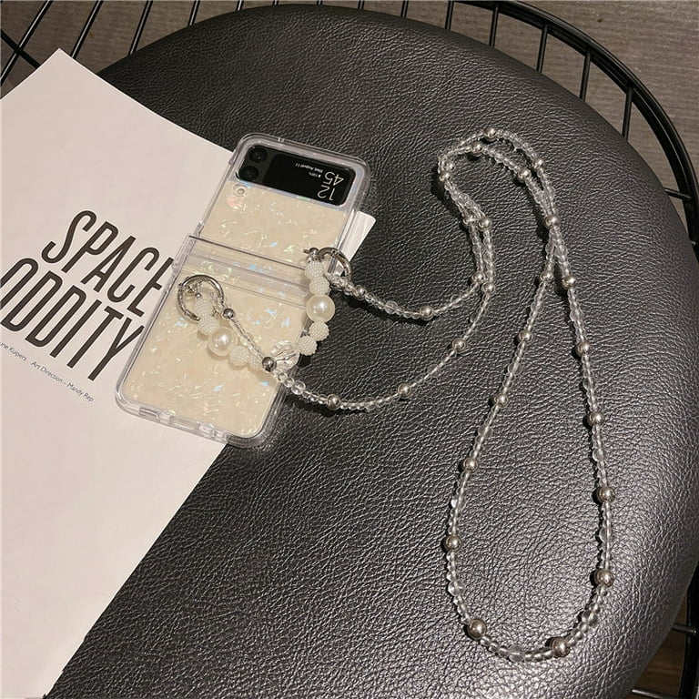 Luxury Crossbody Lanyard Necklace Colorful Love Pearl Chain Phone Case For  Samsung Galaxy Z Flip 3 5G Z Flip4 Zflip4 5G Cover
