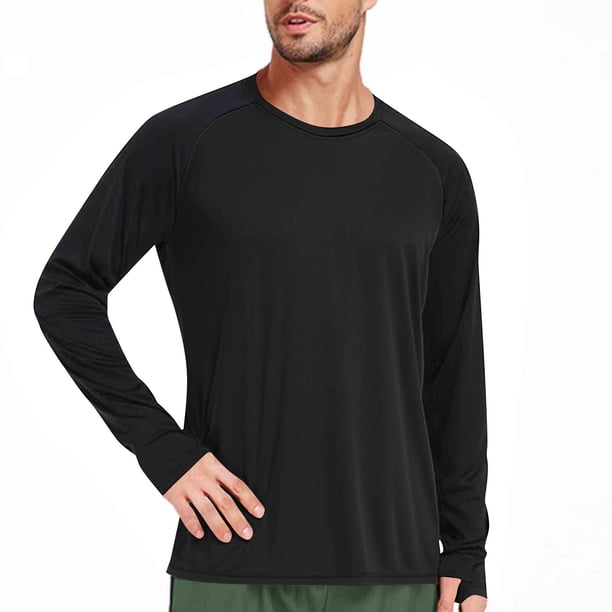 Blusas y camisas de manga larga con cuello redondo para hombre, estilo casual, de moda, de color liso, deportivas, con empalme de aberturas para los dedos, blusa de manga larga con cuello redondo, blu