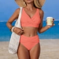 thumbnail image 2 of Women's Two Piece High Waisted Bikini Set Tummy Control Swimsuit Full Coverage Bathing Suit Orange M, 2 of 6