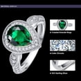 thumbnail image 4 of Womens Halo Engagement Rings With 925 Sterling Silver Pear Cut Created Emerald May Birthstone Cubic Zirconia CZ, 4 of 4