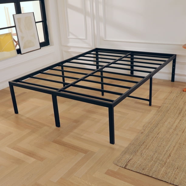 Lusimo Full Bed Frame 18 Inch Metal Platform Bed Frame Heavy Loading Steel Slat and AntiSlip
