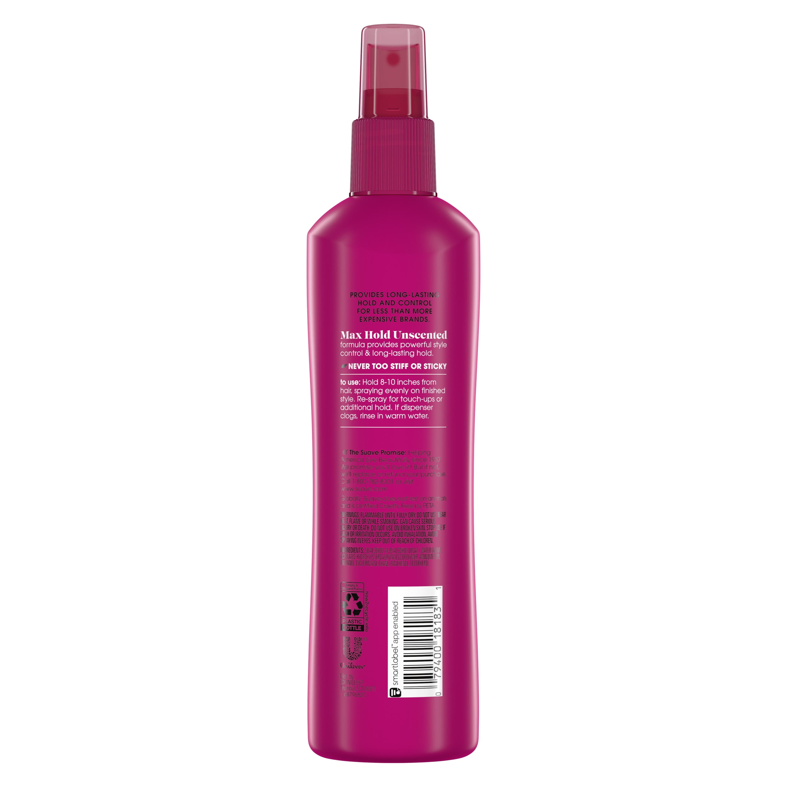(4 pack) Suave Max Hold Hairspray, Non Aerosol, Long Lasting Hold & Control, Unscented, 11 oz