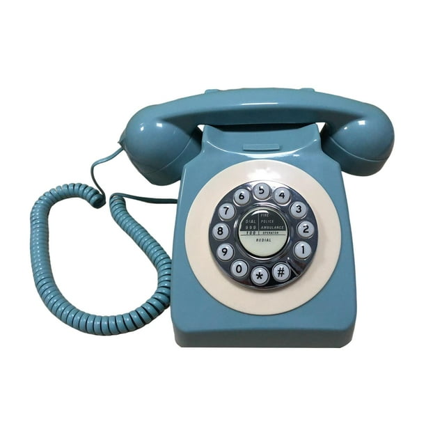 Teléfono fijo retro con rellamada Teléfono antiguo antiguo Teléfono antiguo vintage para el hogar Azul Sunnimix Teléfono fijo retro