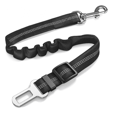 CZZY Adjustable Dog Car Seat Belt – Heavy-Duty, Retractable & Elastic Nylon Pet Safety Harness – Black