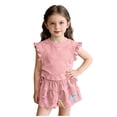 thumbnail image 6 of biudgviw Toddler Girl Clothes Kids Ruffle Sleeveless Tops and Bow Trim Shorts Set with Side Drawstring Cute Two Piece Outfits, 6 of 6