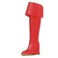 thumbnail image 2 of YDN Women Chic Closed Toe Wedge High Heels Thigh High Over The Knee Boots Comfy Pull On Foldable Knee High Boots Shoes Size 6 Red, 2 of 3