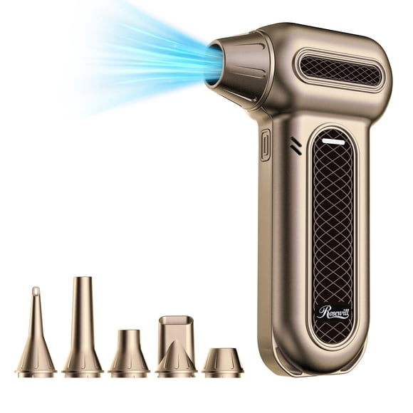 Rosewill Electric Air Duster - 130,000 RPM Super Power Cordless w/Turbo Mode, 4-Gear Adjustable Mini Blower with Fast Charging, I