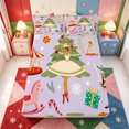 thumbnail image 5 of Manfei Happy Xmas Bed Sheets,Shabby-Chic Pink Christmas Full Size Sheets,4pcs,1 Flat Sheet,1 Fitted Sheet and 2 Pillowcases, 5 of 6
