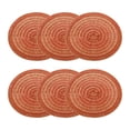 thumbnail image 1 of Uxcell 6 piezas de manteles trenzados redondos de 7" para mesas de comedor, manteles redondos antideslizantes, lavables, con aislamiento térmico, manteles tejidos, naranja, 1 of 7