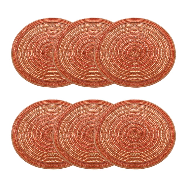 Uxcell 6 piezas de manteles trenzados redondos de 7" para mesas de comedor, manteles redondos antideslizantes, lavables, con aislamiento térmico, manteles tejidos, naranja