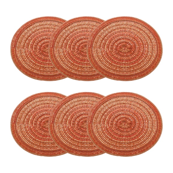 Uxcell 6pcs Round Braided Placemats 7" Non-Slip Round Table Mats for Dining Tables Washable Heat Insulation Woven Placemats, Orange