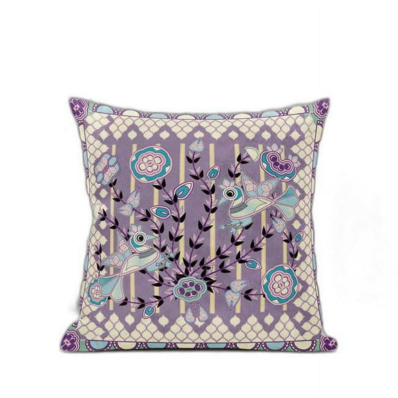 HomeRoots 481886 5 x 20 x 20 in. Muted Yellow Bird Blown Seam Floral Indoor & Outdoor Throw Pillow