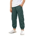 thumbnail image 6 of School Uniform Pants for Girls Back To School Pocket Lightweight Elastic Waistband Solid Print Cargo Pants for Girls Size 3-4 Years, 6 of 8
